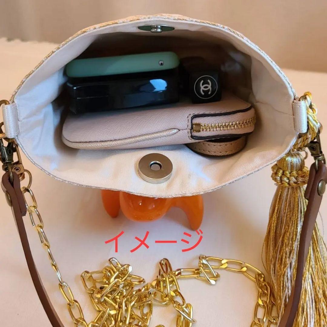和風花模様、シルク着物帯の2waysスマホショルダーバッグ、 ハンドバッグ