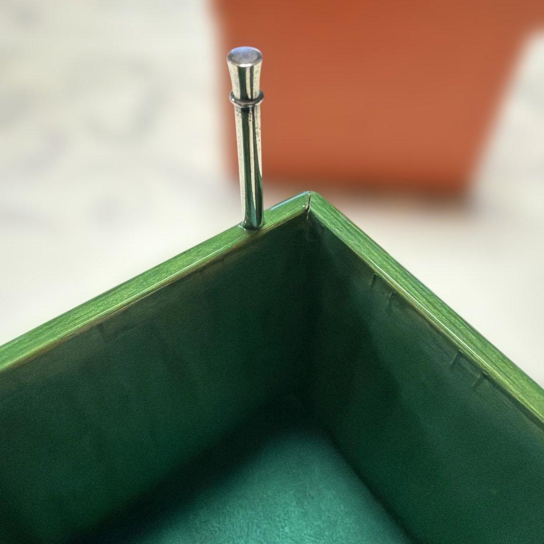 【訳あり品】エルメス　ヴィンテージ　メモブロックスタンド　ホルダー　Hロゴ　緑色