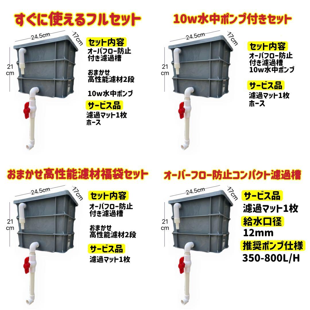 2種以上高性能濾過材2段付き　池水槽用万能ろ過フィルター　濾過槽外部式濾過器装置