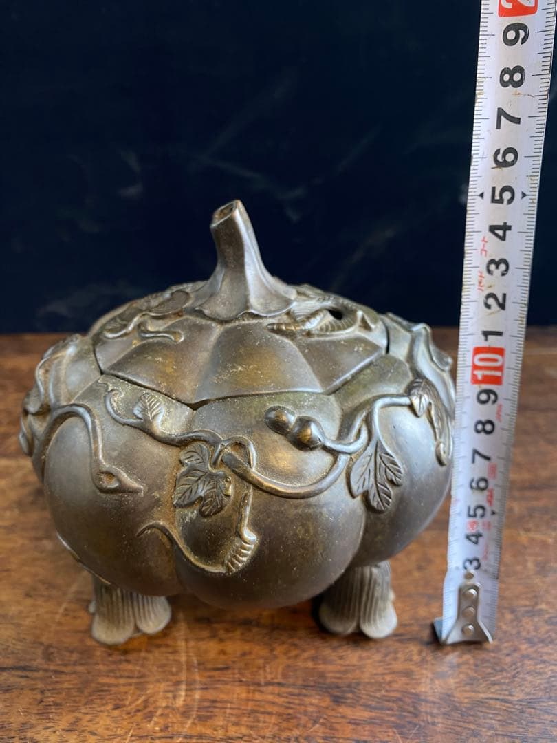 カボチャ型　銅香炉　美術品　工芸品　骨董品　置物　金属製　香炉　香道具