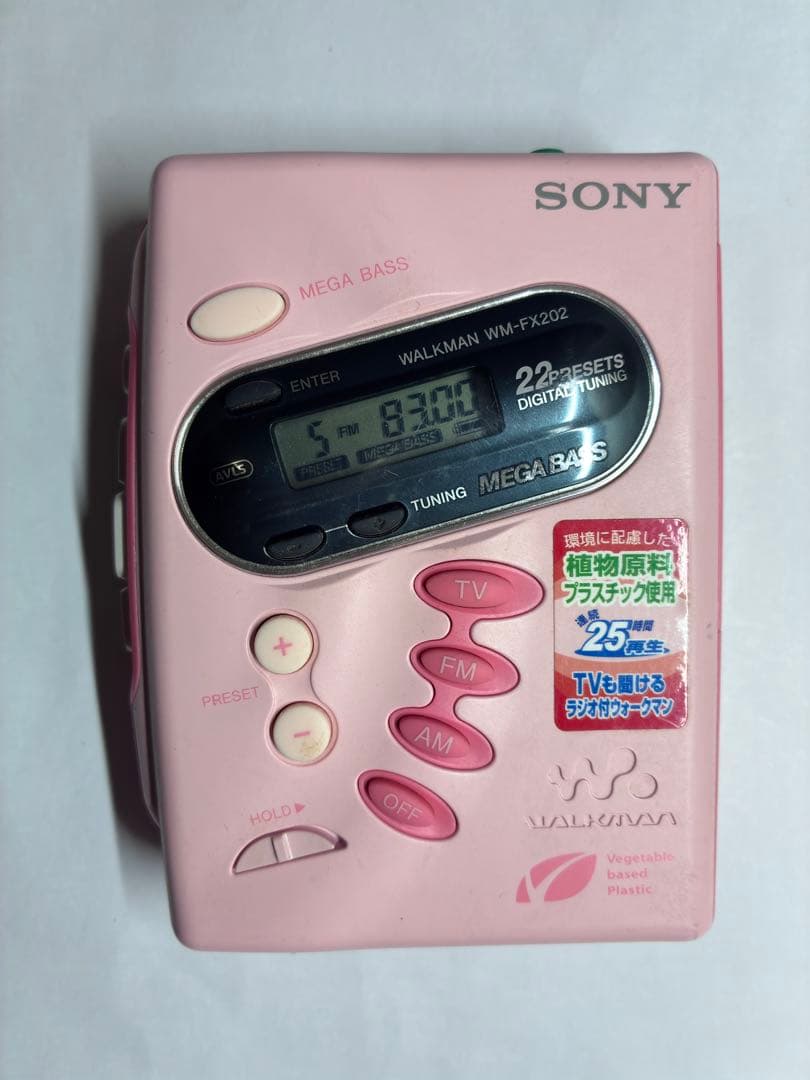 [動作品] SONY WM-FX202 ピンク カセットプレーヤー
