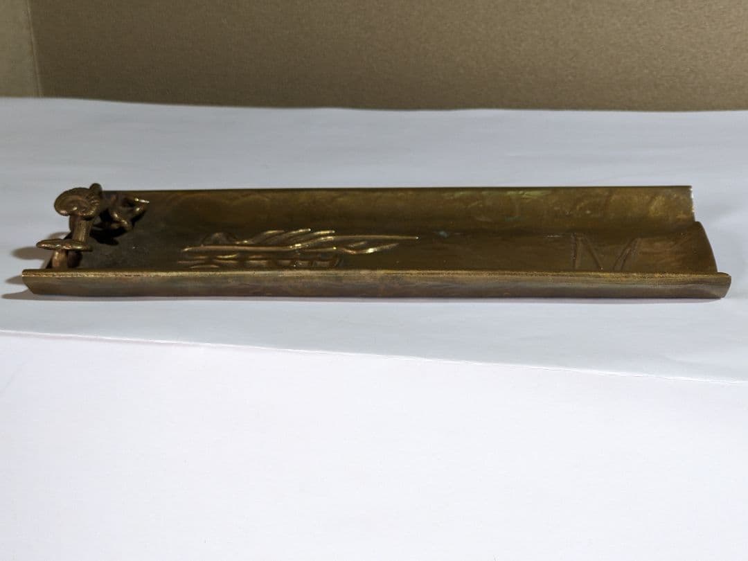 ♦高岡銅器 須賀月真作 蝋型鋳造 ペン皿 銅器 コレクション 骨董品アンティーク
