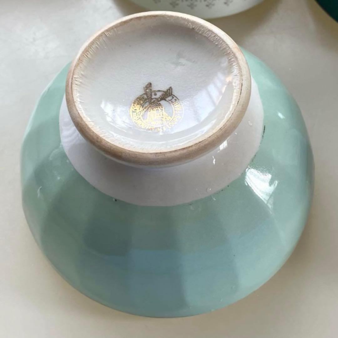 （サンタマン窯)シャーベットグリーン　アンティーク　カフェオレボウル