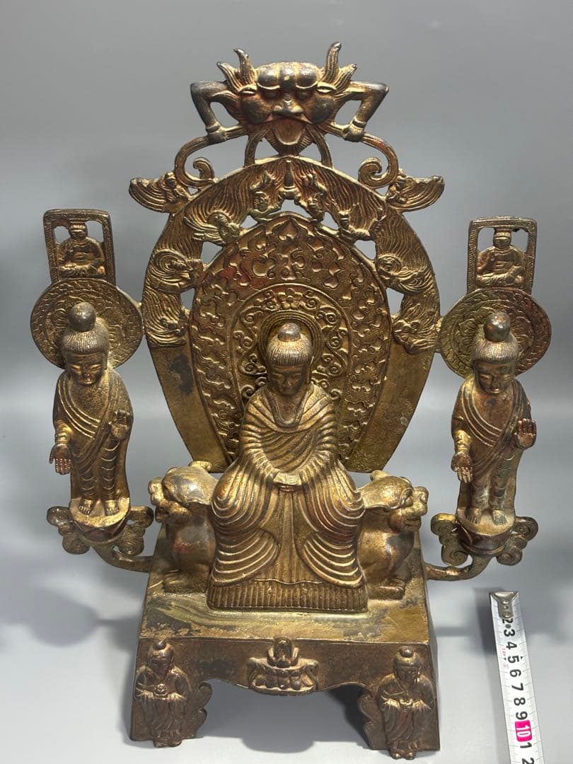 (期間セール)仏教古美術 純銅 文化遺産 文化財仏像伝承　 中央に仏と菩薩像