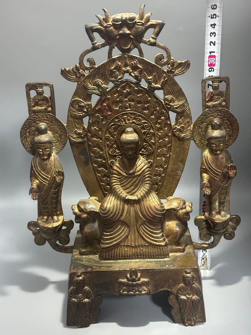 (期間セール)仏教古美術 純銅 文化遺産 文化財仏像伝承　 中央に仏と菩薩像