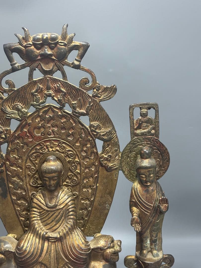 (期間セール)仏教古美術 純銅 文化遺産 文化財仏像伝承　 中央に仏と菩薩像