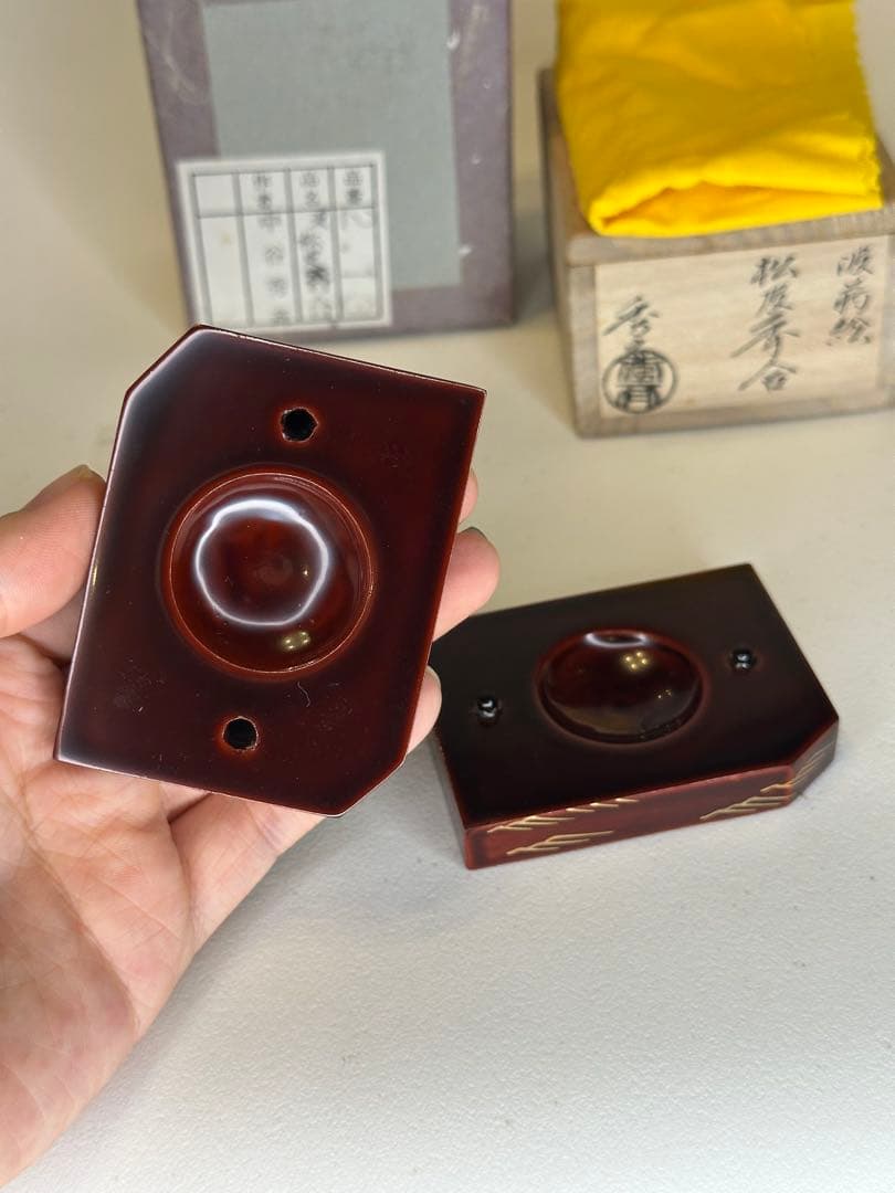 中谷秀斉作 松皮香合 蒔絵 共箱 茶道具 漆芸 美品