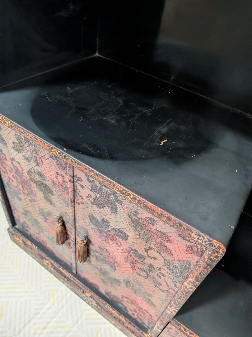 津軽塗 茶箪笥 骨董レトロ アンティーク古民家蔵出し品 １点物 時代箪笥 古箪笥