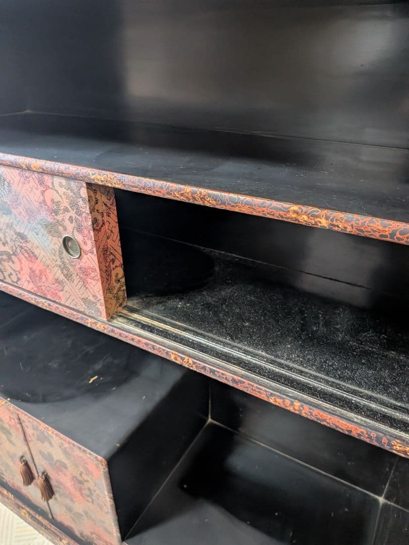 津軽塗 茶箪笥 骨董レトロ アンティーク古民家蔵出し品 １点物 時代箪笥 古箪笥