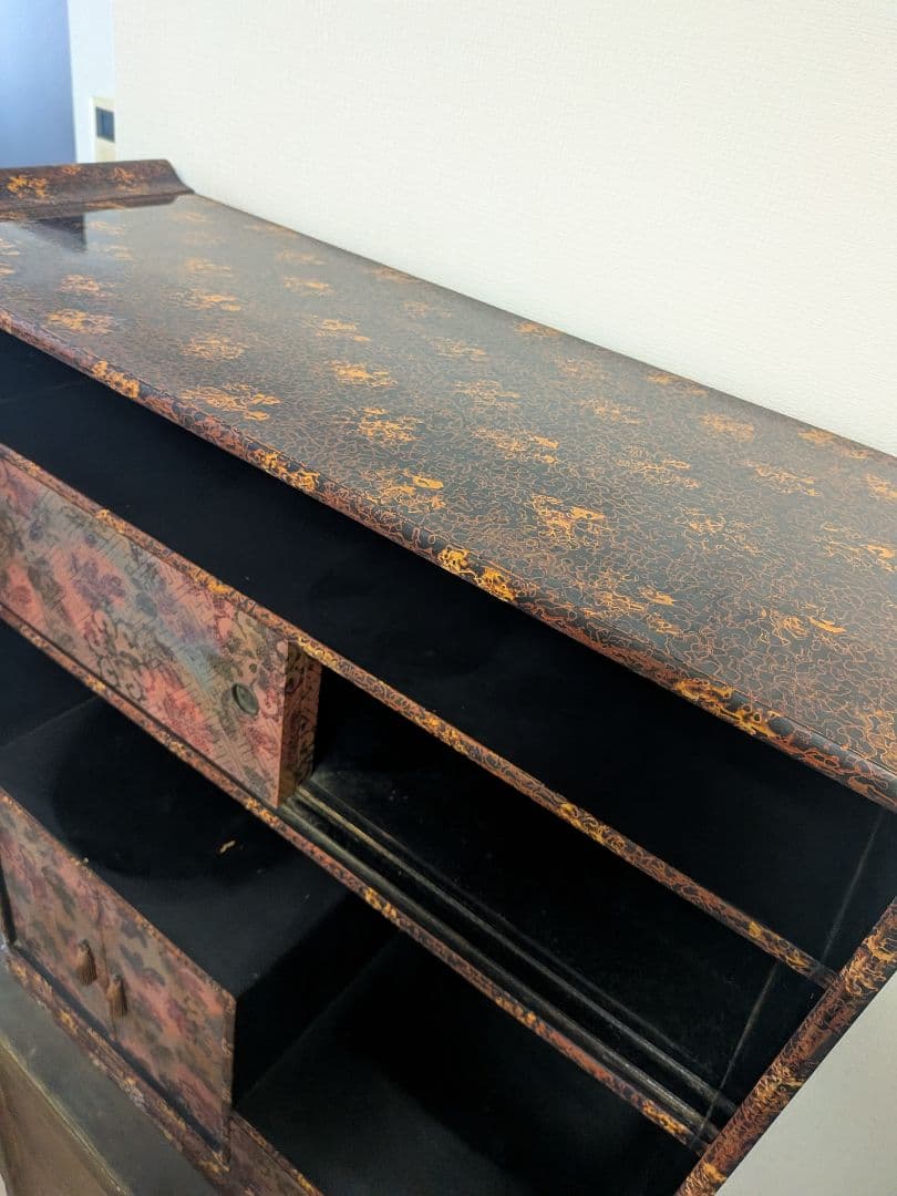 津軽塗 茶箪笥 骨董レトロ アンティーク古民家蔵出し品 １点物 時代箪笥 古箪笥