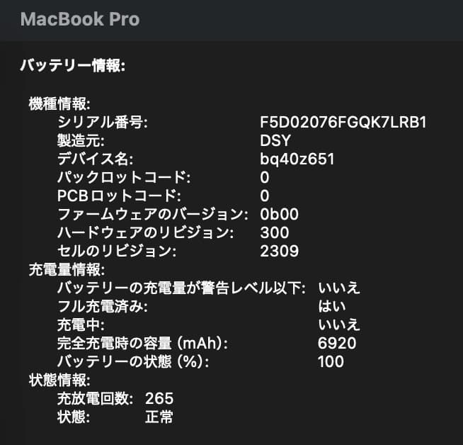 MacbookPro 16インチ 2019年モデル