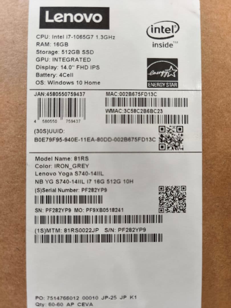 Lenovo YOGA S740-14IIL ノートブック 81RS