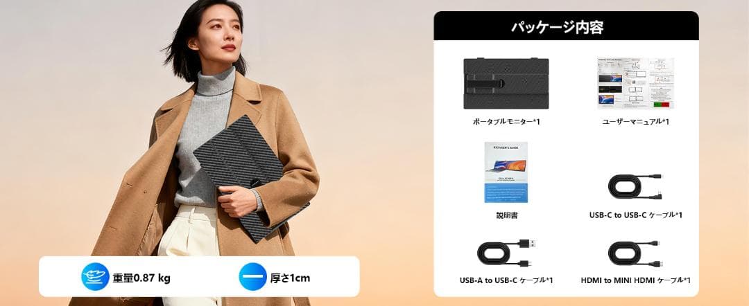 14インチ ノートパソコン用モニター FHD1080P デュアルディスプレイ