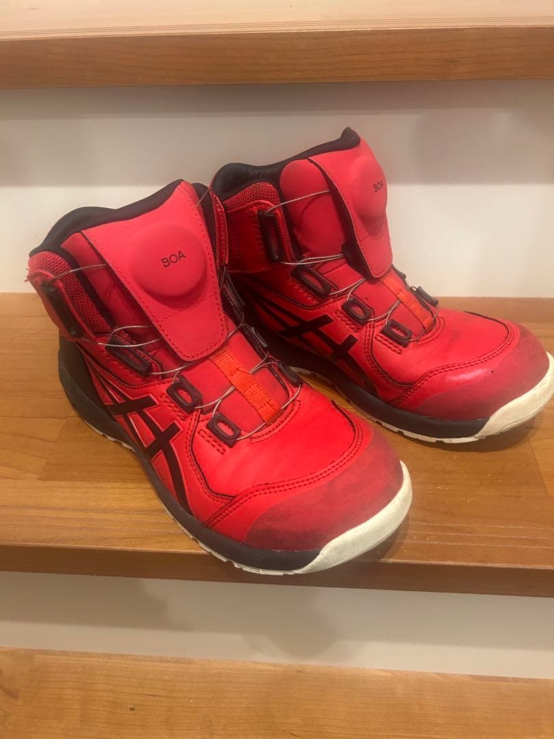 アシックス CP304 BOAシステム安全靴 レッドハイカット 23.5cm