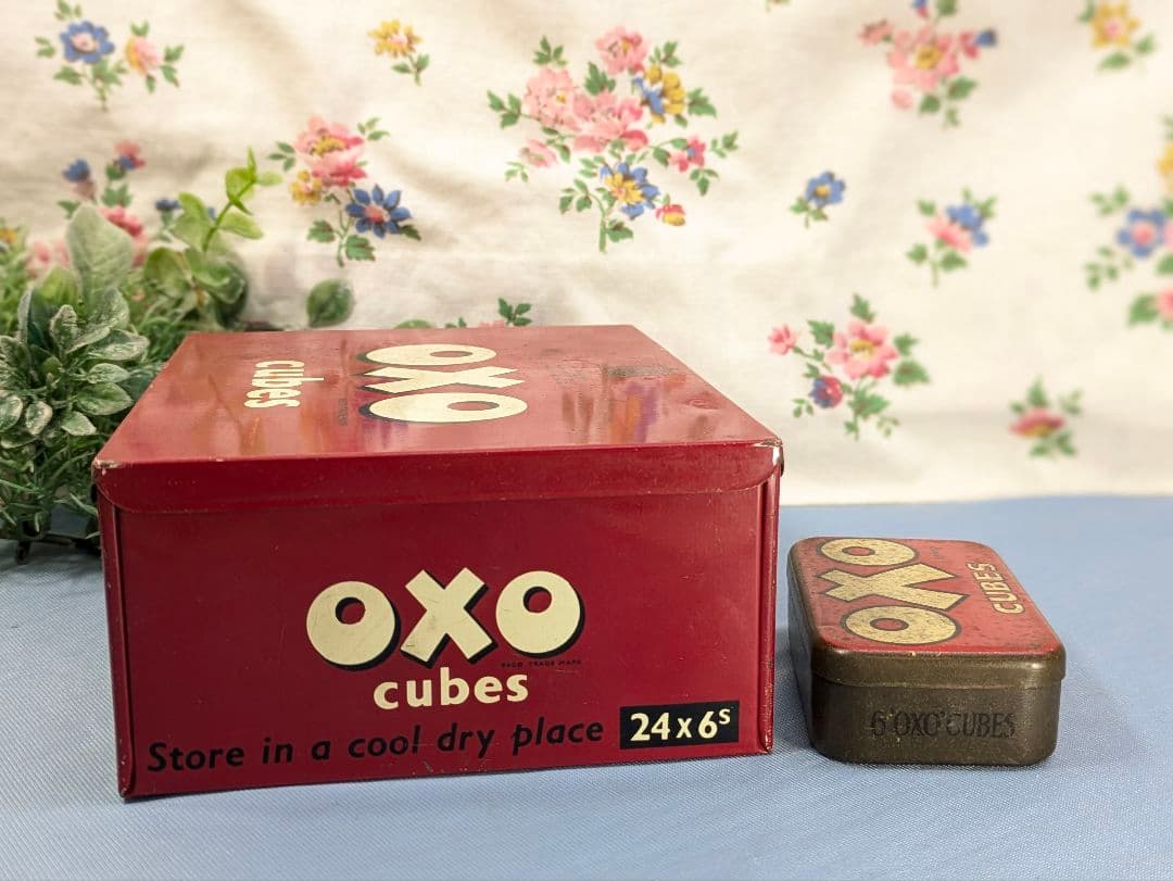 イギリス アンティーク oxo 缶 大小２個oxoボトル oxoスプーン セット