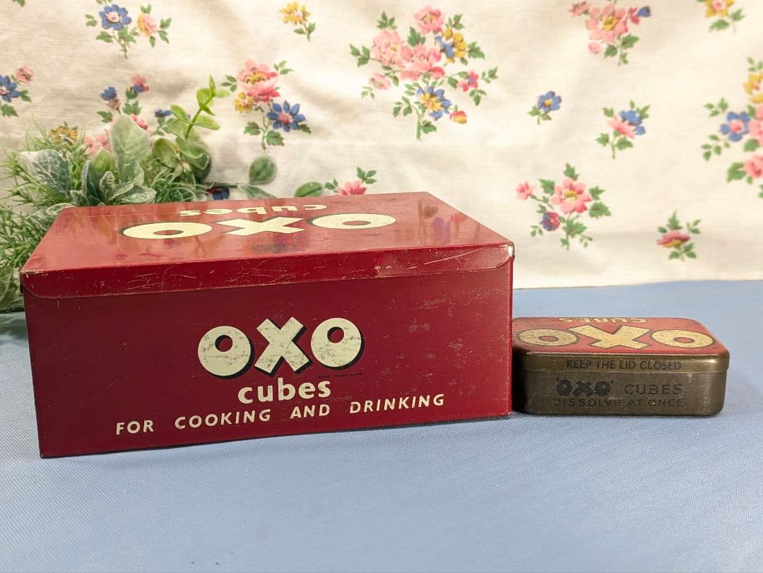 イギリス アンティーク oxo 缶 大小２個oxoボトル oxoスプーン セット