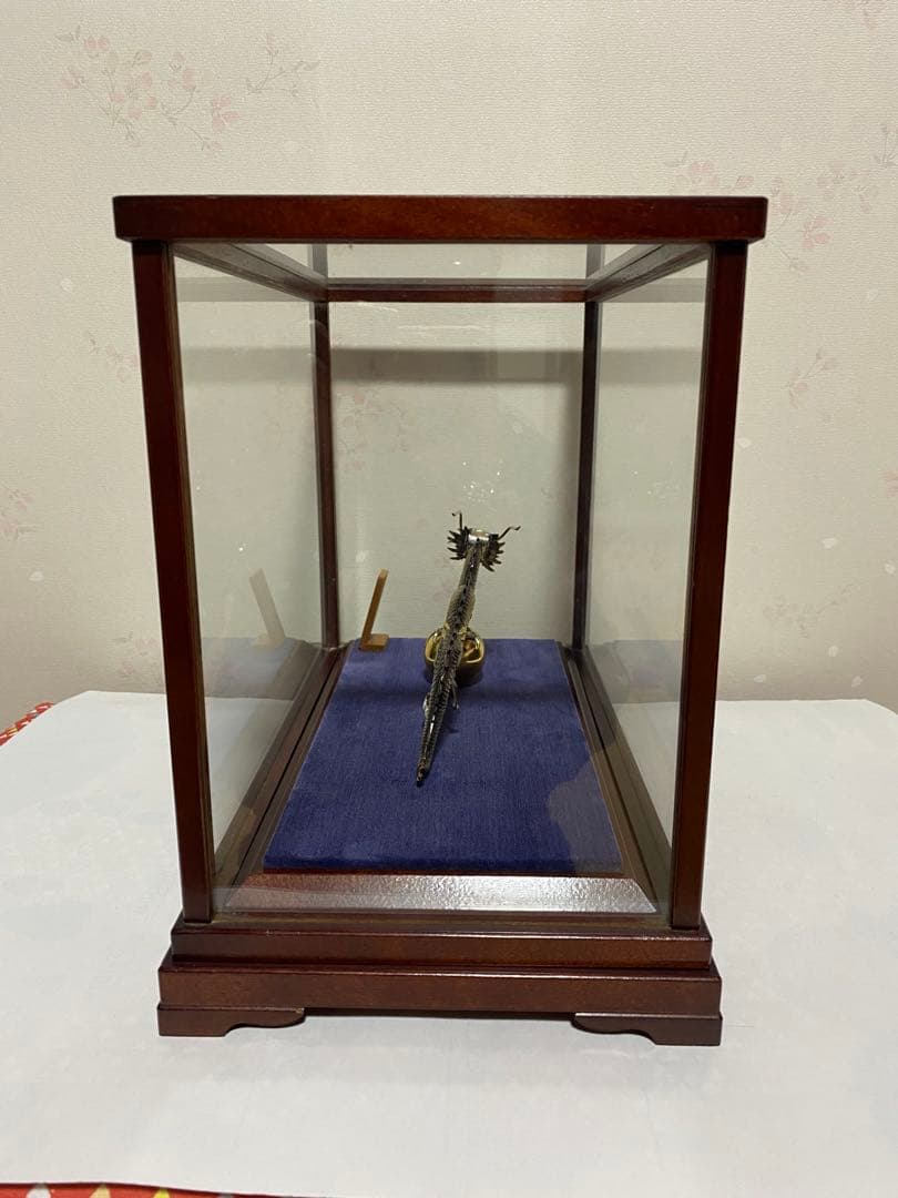 ♦️長栄作 純銀 龍 縁起物 置物飾り 銀細工 購入時ケース入 昭和時代美術工芸品