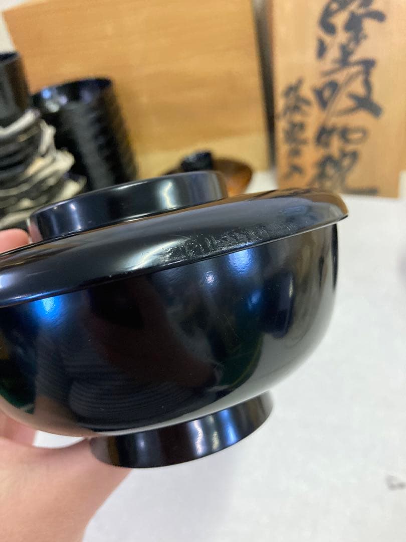★漆器食器セット キラキラ汁椀4客 飯碗9客 汁椀2客（蓋のみ7つ）