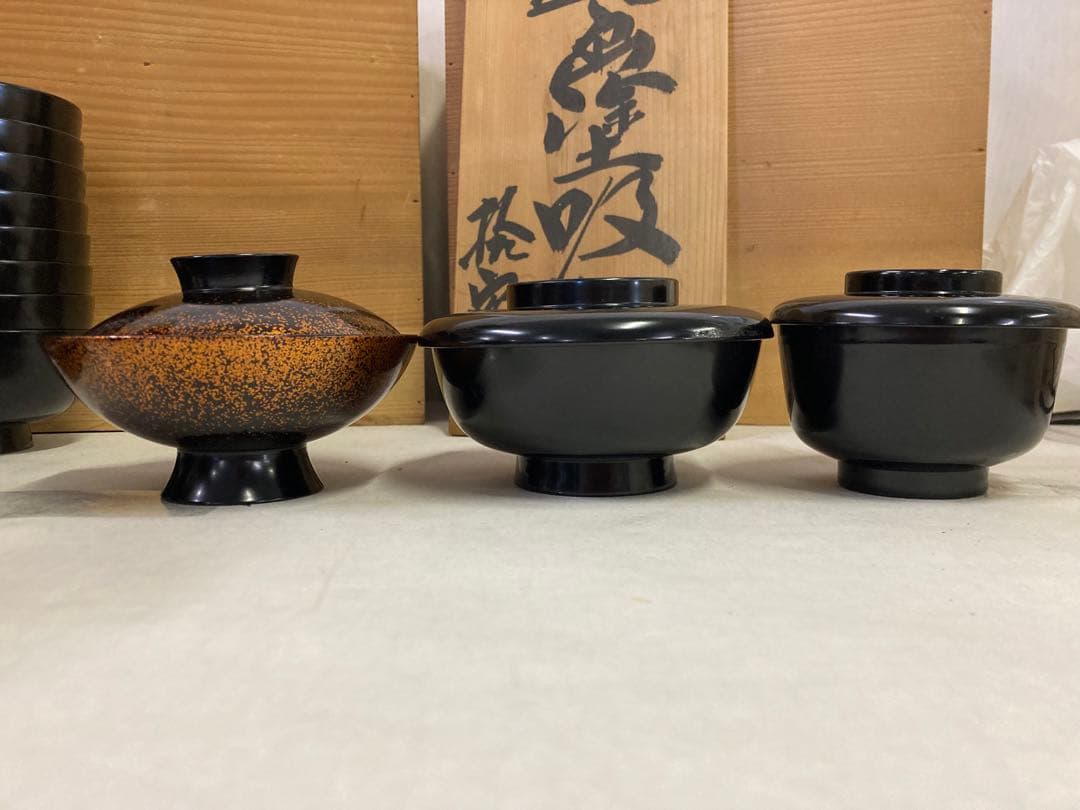★漆器食器セット キラキラ汁椀4客 飯碗9客 汁椀2客（蓋のみ7つ）