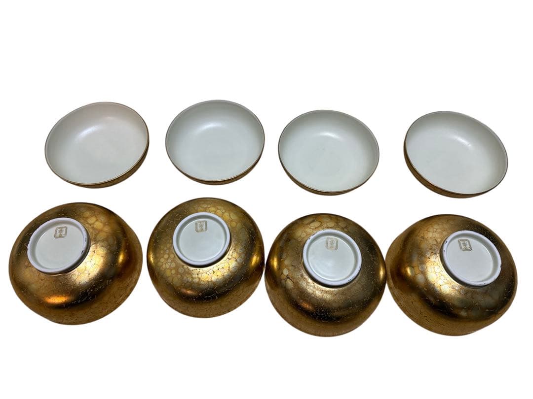 金茶碗 幸楽窯 有田焼　蓋付き 茶椀　伝統工芸品 8客のうち1客破損箇所あり
