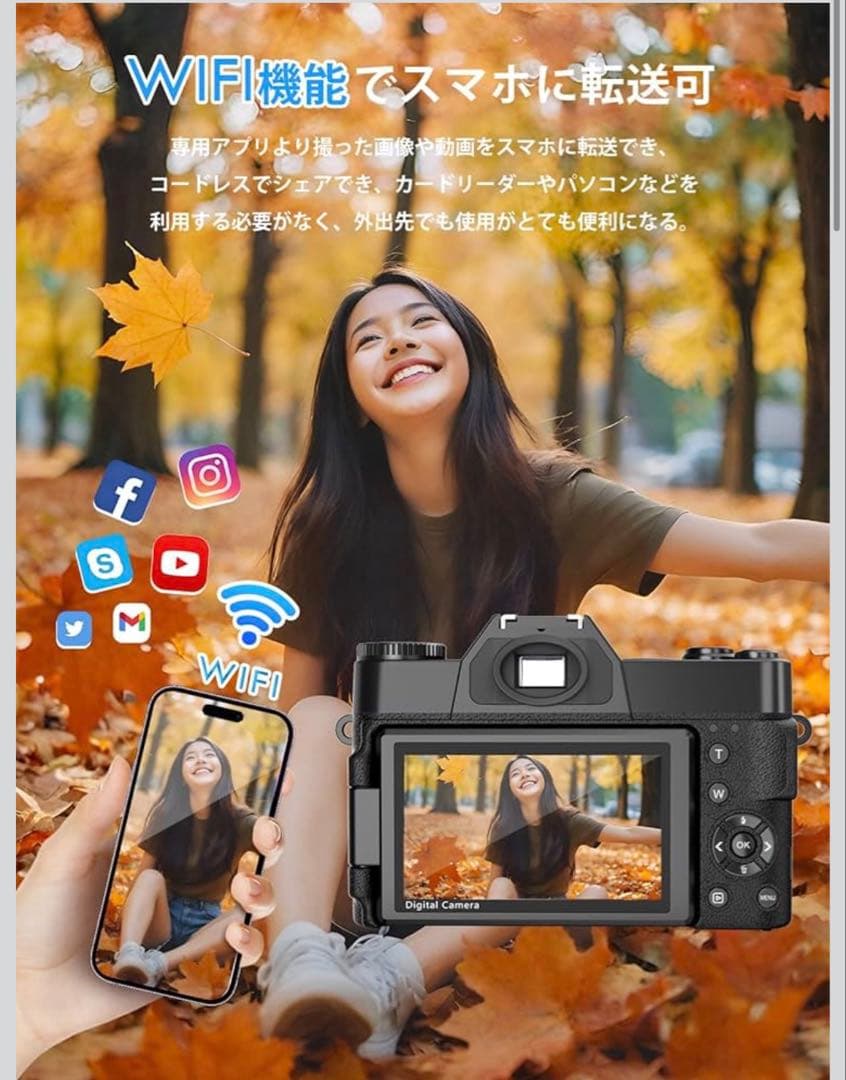 【新品未使用】6K WIFI転送機能 デジタルカメラ64GB