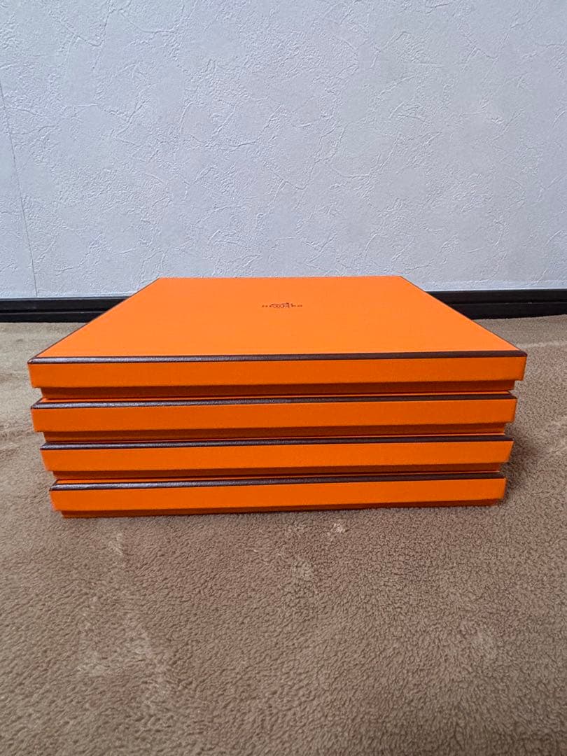 HERMES オレンジ ショップ袋とボックス4枚セット