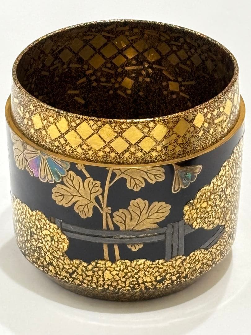 茶道具 菊蒔絵雪吹 春象 即中斎箱書 棗 二重箱