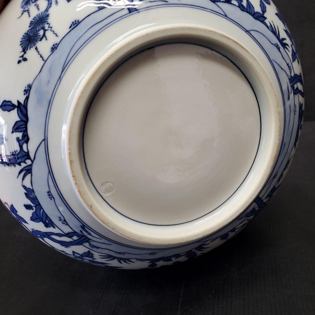 明窪田様　　 手塚祥堂 染付 四仙花文 平水指 水指 茶道具 35
