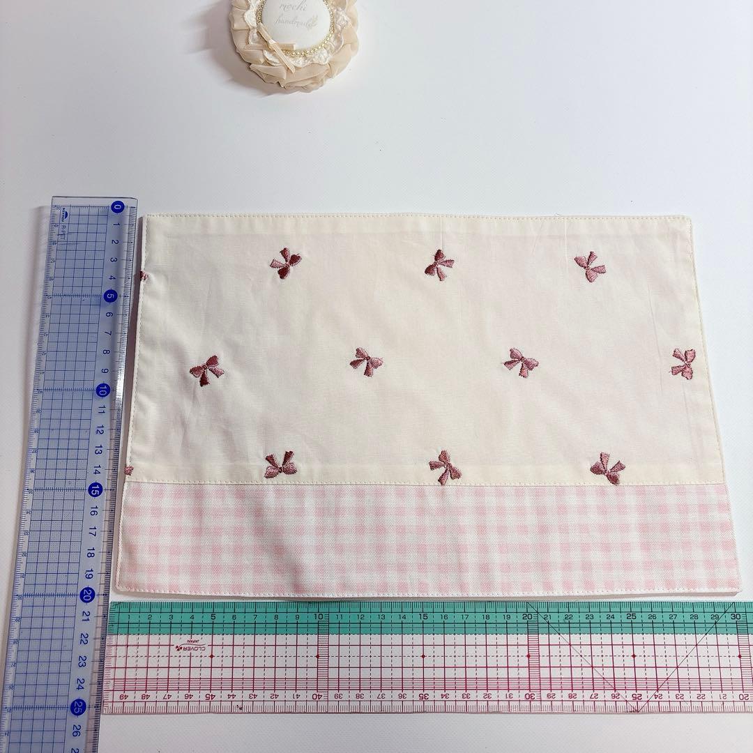アロハ様　レッスンバッグ　ハート　キルト りぼん　刺繍生地　ランチョンマット