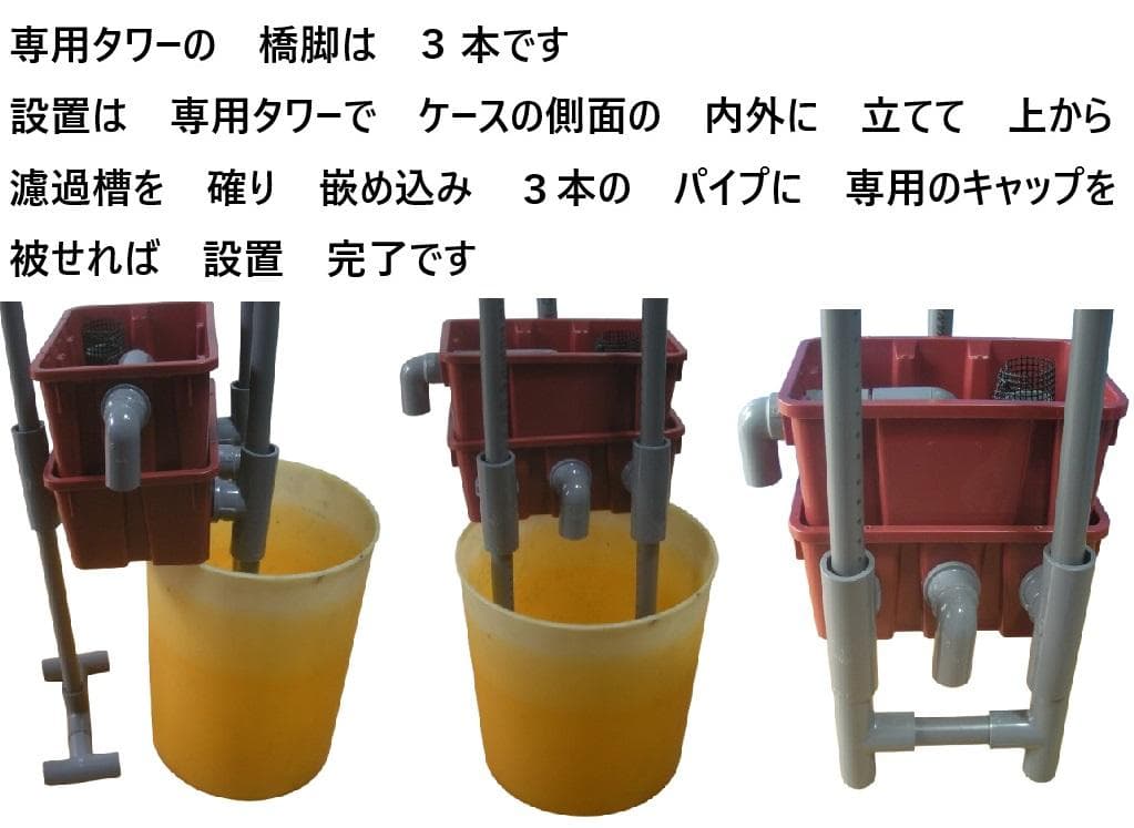 跨がせエレベーター式 × 沈殿槽BOX 搭載 ２段濾過槽