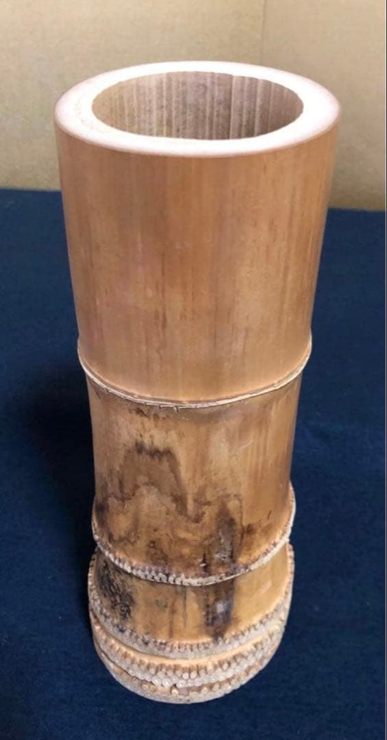 《R》茶道具 竹花入 竹器師 西川媒玄 共箱 藤井静堂　260323A4