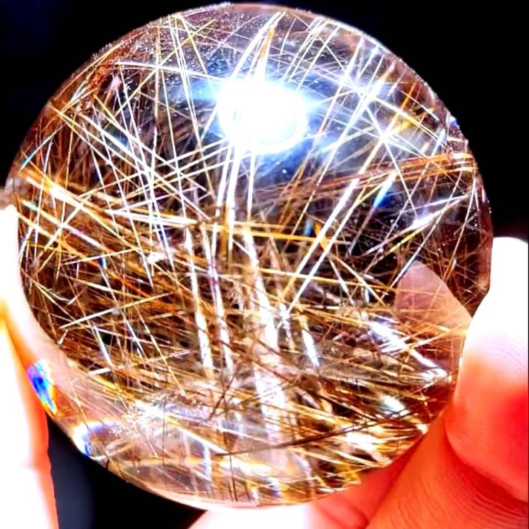 超絶綺麗✨53mm ゴールドルチルクォーツ　丸玉　スフィア　金針水晶