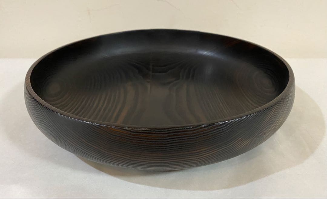 黒漆器　大きな平鉢　矢澤寛彰作　黒漆大鉢