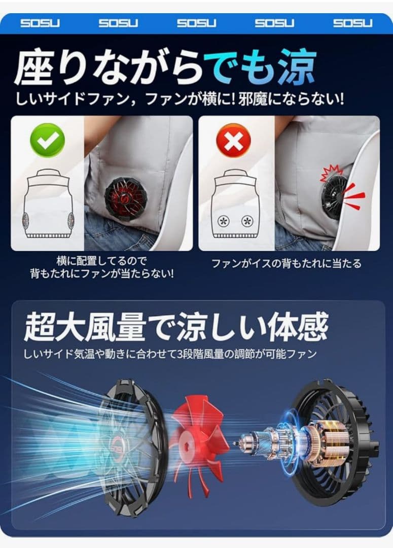 空調作業服　XL(LL)　 最大48時間 送風可能 40000mAh大容量