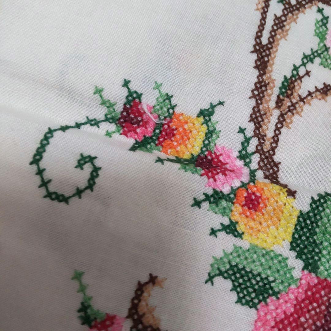 フランスアンティークレース 刺繍 テーブルクロス ベッドカバー ヴィンテージ