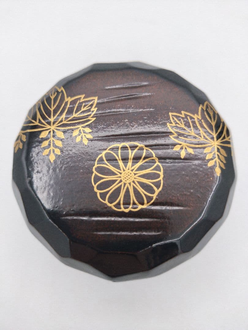 d160【新品・未使用】大棗 菊桐蒔絵 坂下雄峰 山中 木箱 茶道具