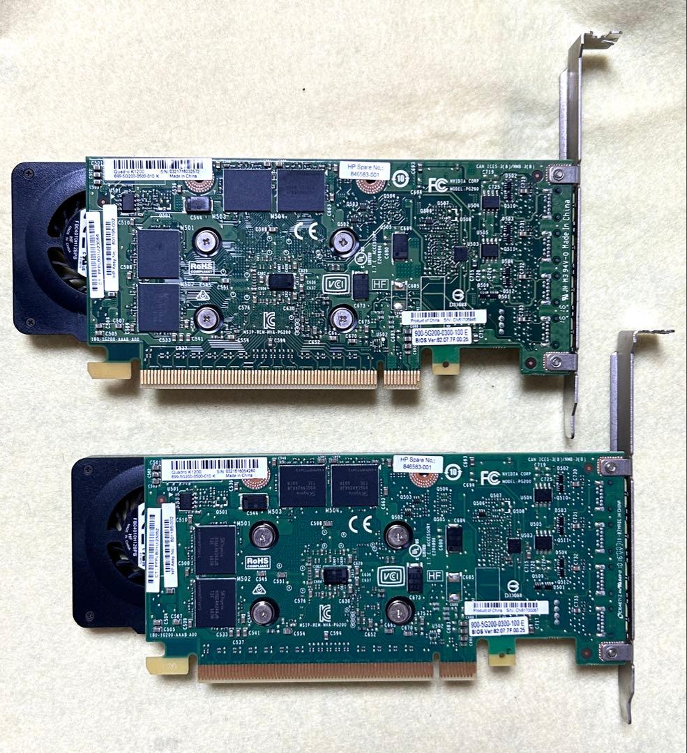 正常動作品 NVIDIA QUADRO K1200 x2枚