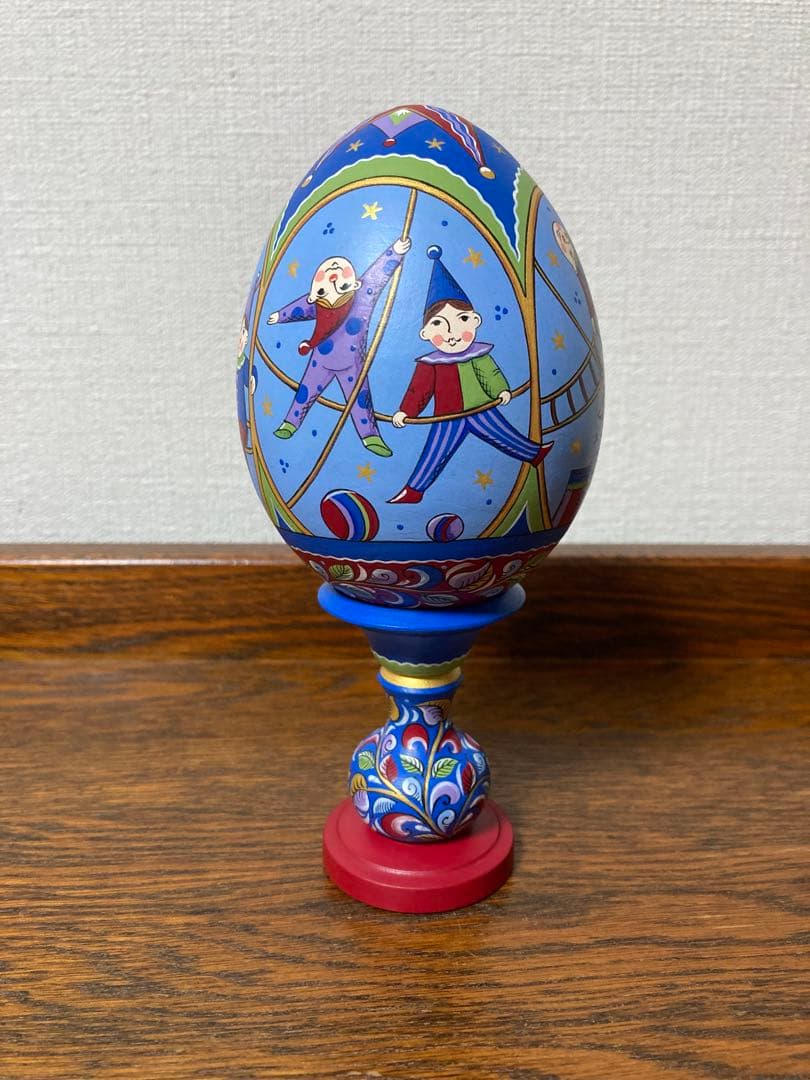 春の感謝祭20%OFFロシア雑貨☆エッグオーナメント『サーカス』マトリョーシカ