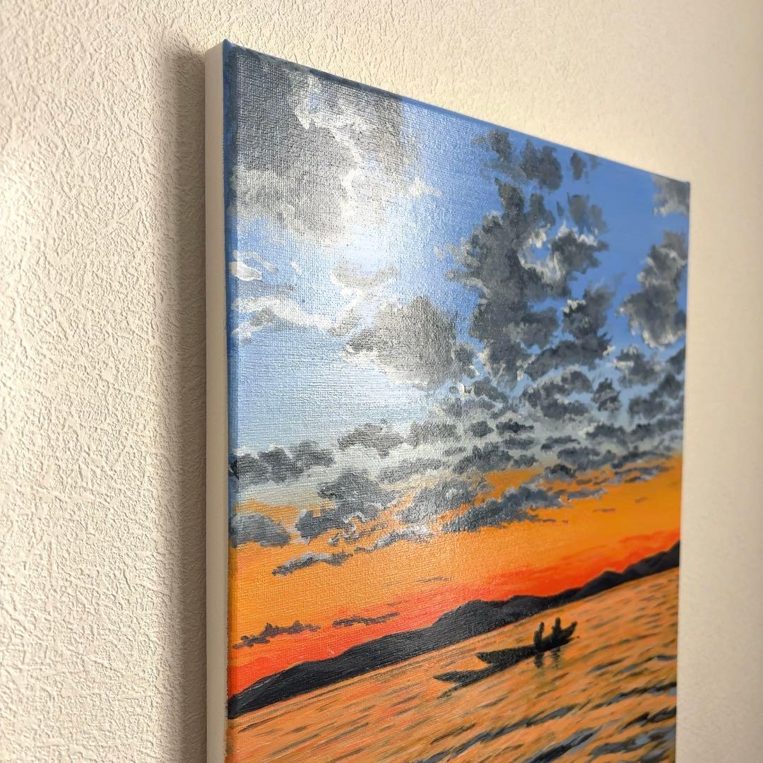 【フォロワー100人記念】夕日の2人｜F6サイズ｜最安値｜アート絵画｜海好きの方