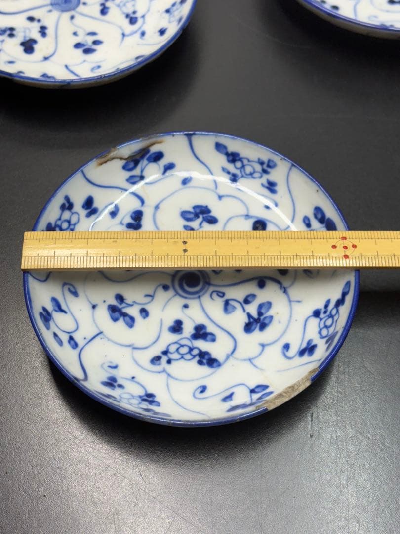 中国美術 古染付 角福銘 清朝期 なずな紋 手塩皿 骨董品 陶器