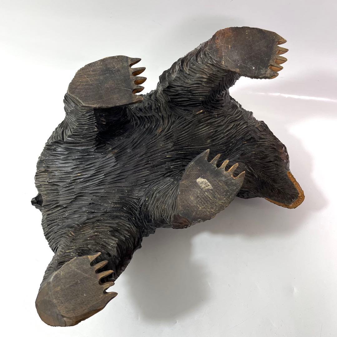 (ち28)大型特大 木彫り熊 40cm 中細彫り 迫力の咆哮 北海道民芸