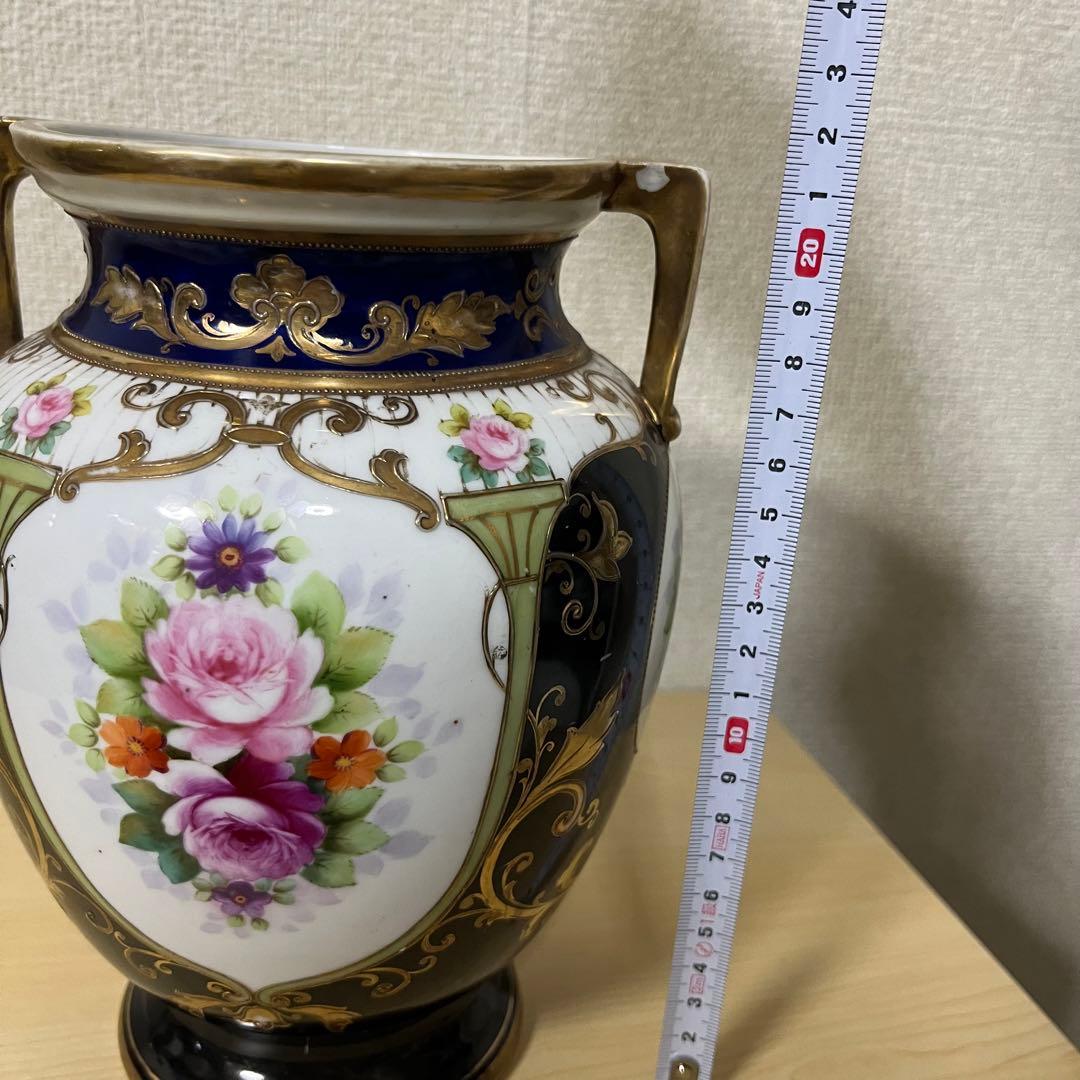 オールドノリタケ　壺　花瓶　フラワー柄　ベイス　フラワーベース
