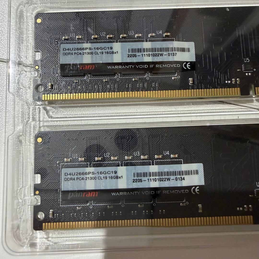 【極美品】Panram DDR4-2666 32GB (16GBx2)