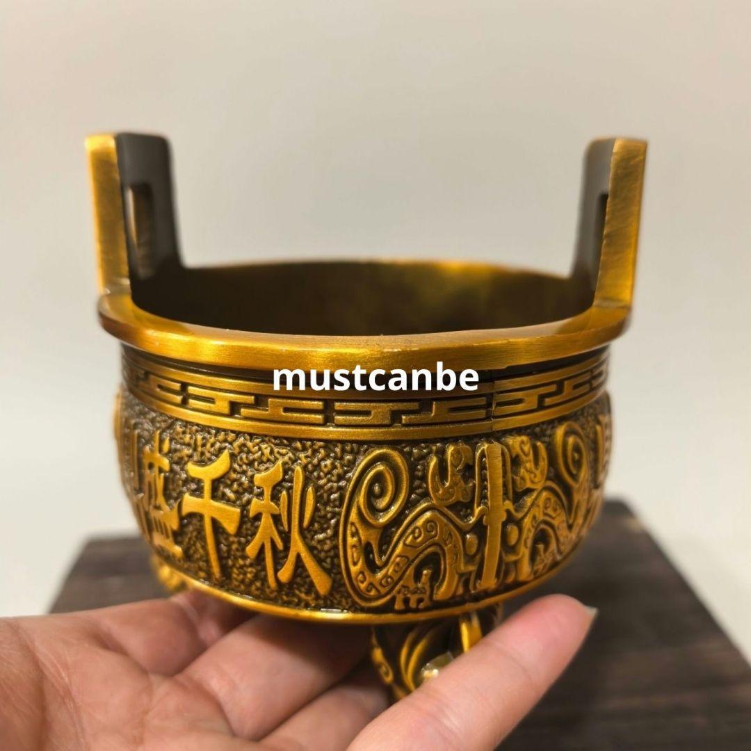 銅鼎 香炉 三足円鼎 奉納香炉 鼎 盛千秋 工芸品 置物