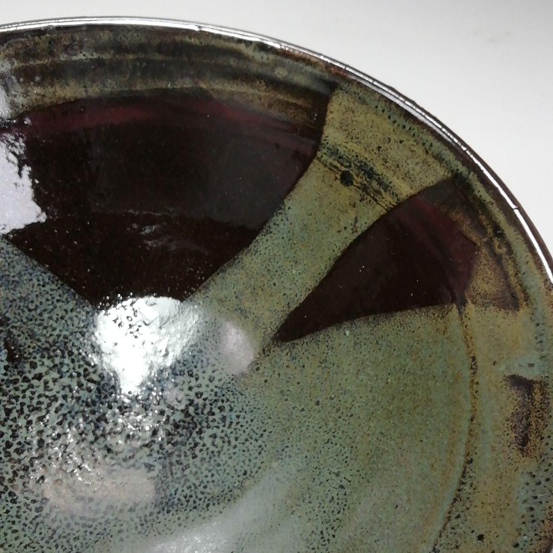 Ｓ５６７　茶碗　『鉄釉銅流し掛け』『高光一生作』　共箱　抹茶碗　茶道具