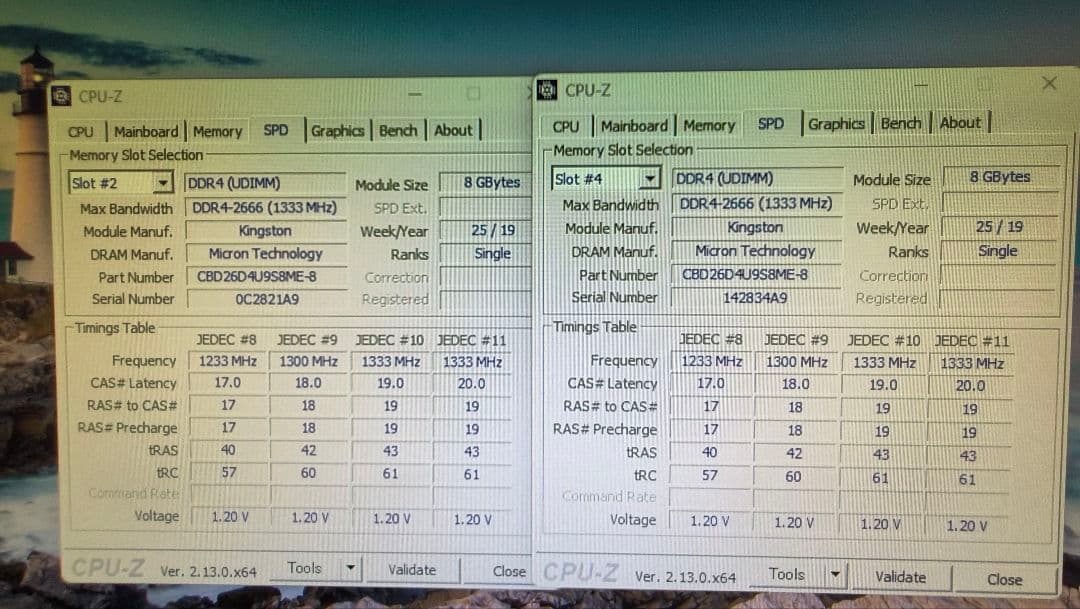 DDR4 8GBx2枚 16GB pc4-2666 動作確認済み ⑧