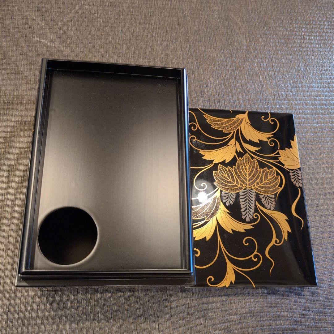 蝋色磨 桐唐草蒔絵 茶箱 共箱付 真作 茶道具