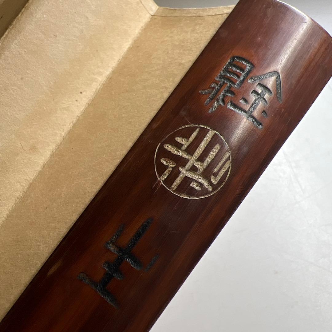 中国古玩　木製大扇子　33.3㎝/63g 東Y8-0324☆2F