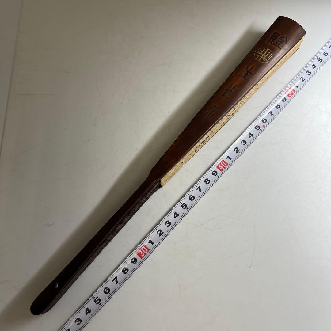 中国古玩　木製大扇子　33.3㎝/63g 東Y8-0324☆2F