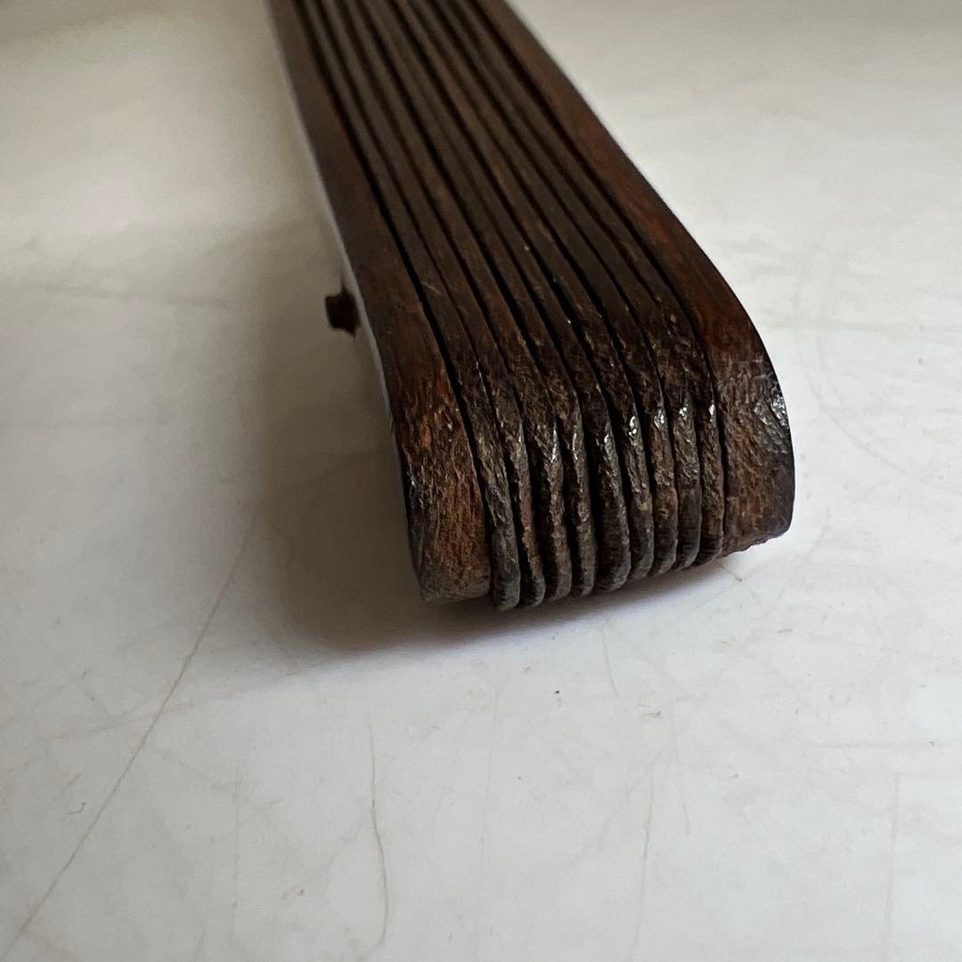 中国古玩　木製大扇子　33.3㎝/63g 東Y8-0324☆2F